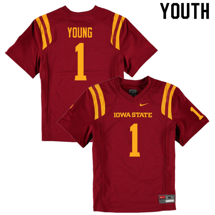 Youth #1 Isheem Young Iowa State Cyclones College Football Jerseys Sale-Cardinal - Click Image to Close
